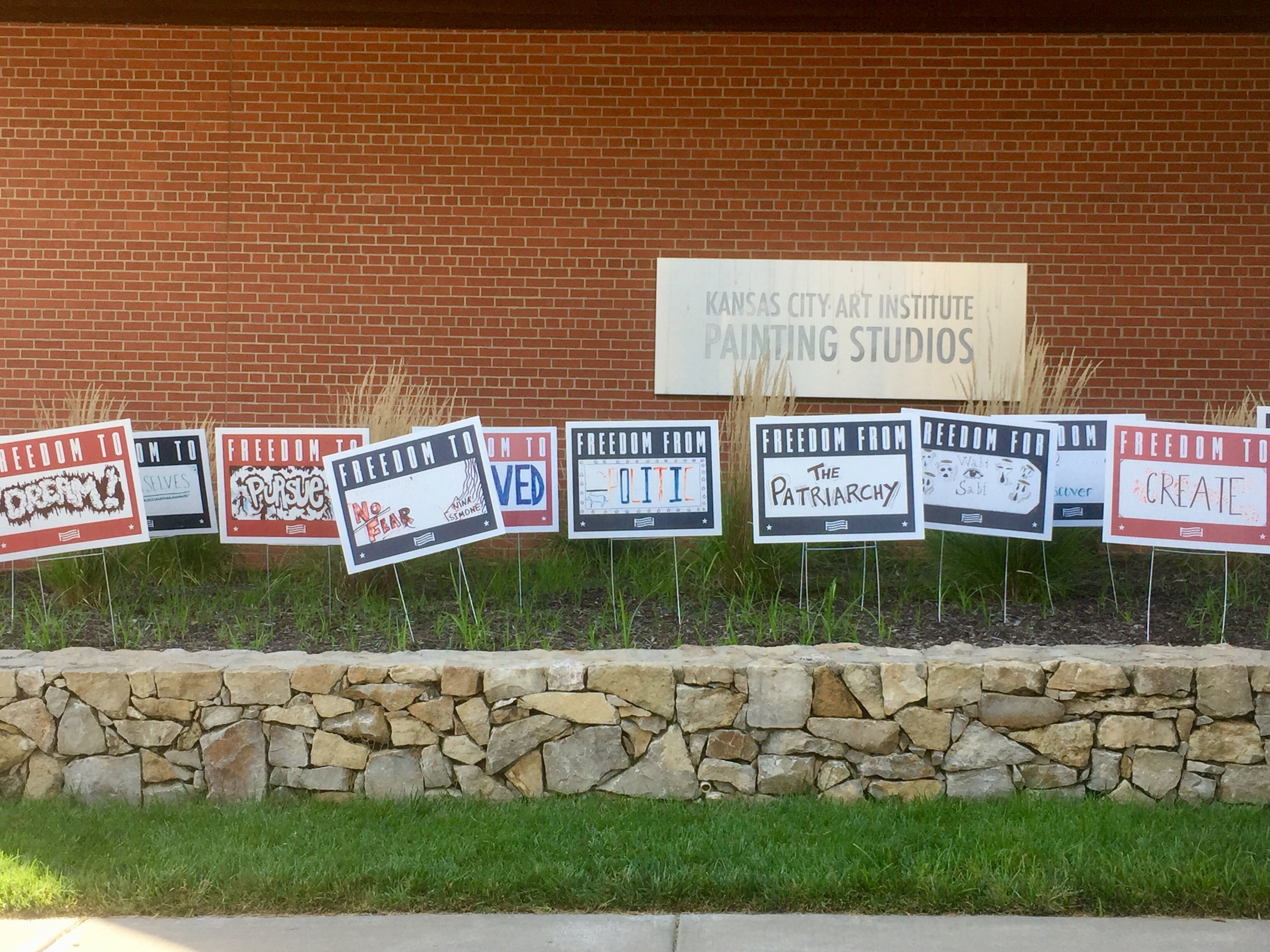 Artspace-Commonspace-For-Freedoms-KCAI-campus-signs