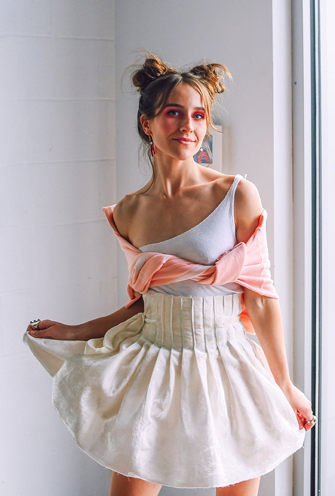 Fannie Berlau white and pink dress