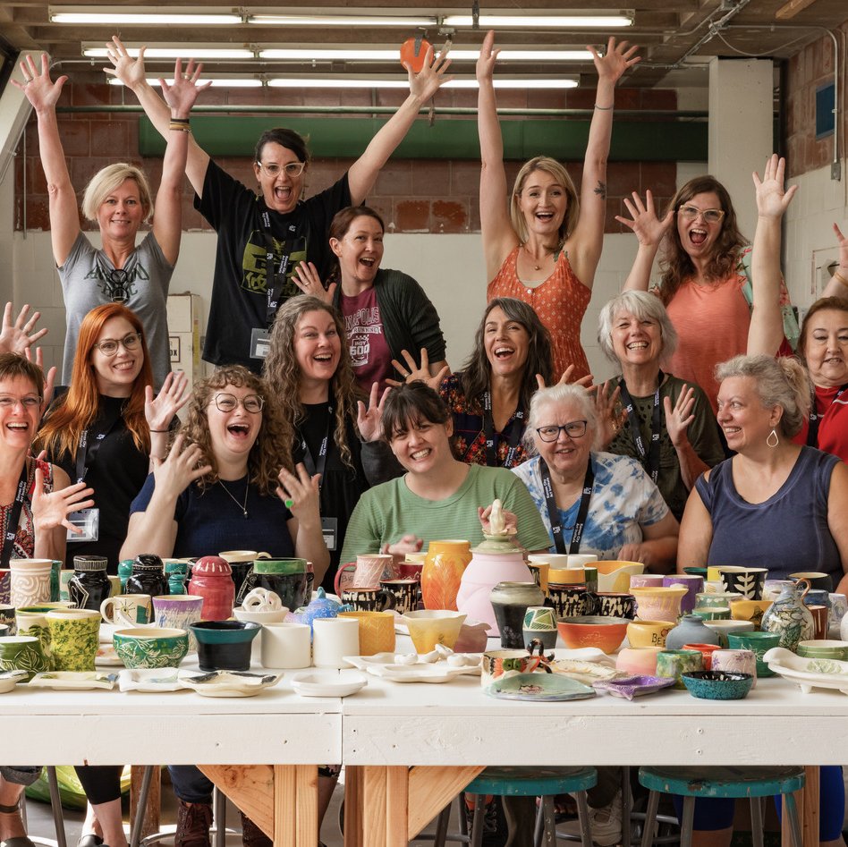 The Educators ArtLab participants explore ceramic techniques with Foundation instructor, Elaine Buss.